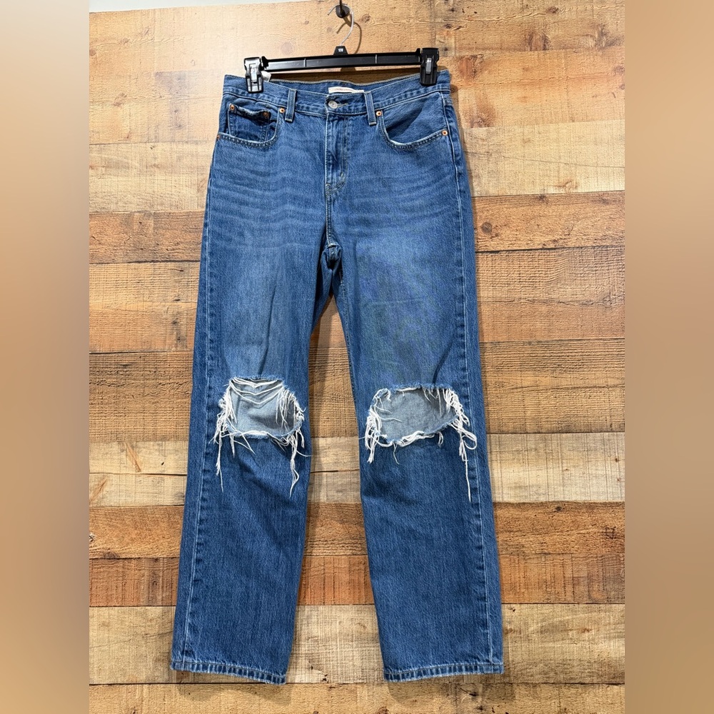 Levi's Low Pro Straight Distressed Blue Jeans Size 29